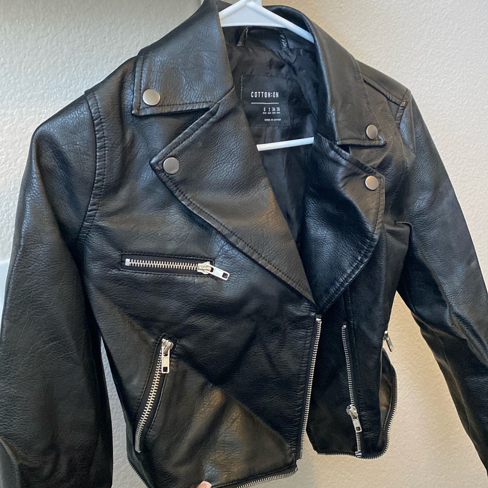 Cotton on faux leather jacket